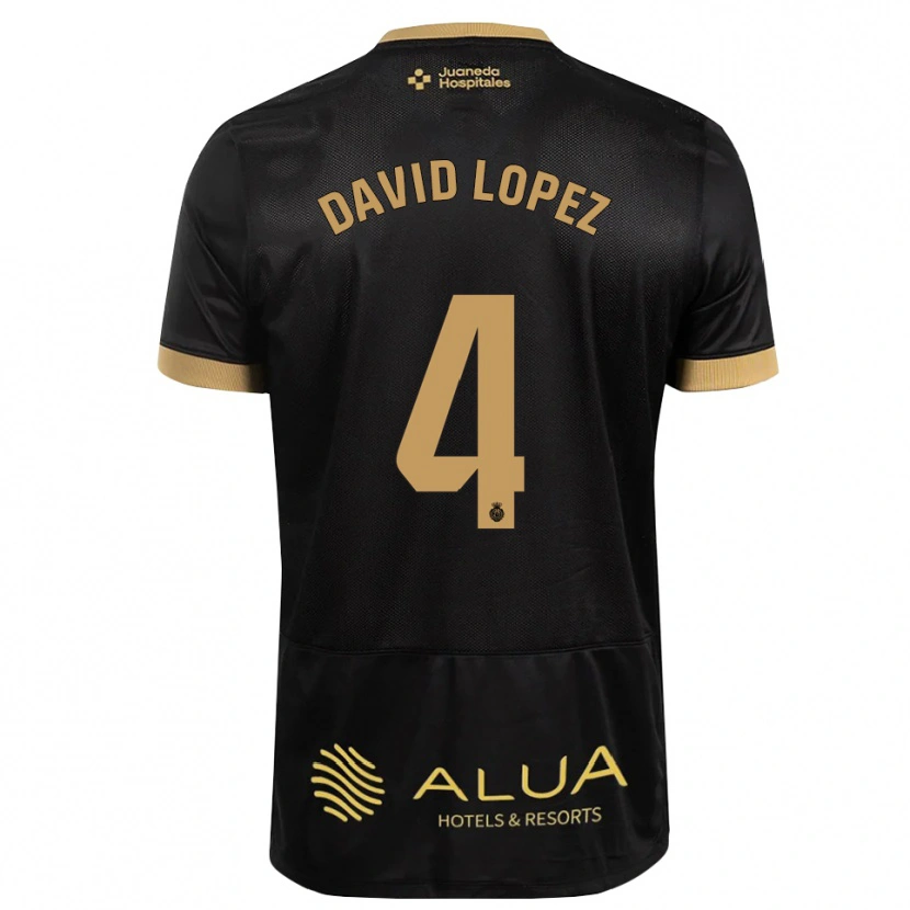 Danxen Mænd David López #4 Sort Sandfarvet Burlywood Udebane Spillertrøjer 2026/27 Trøje T-Shirt