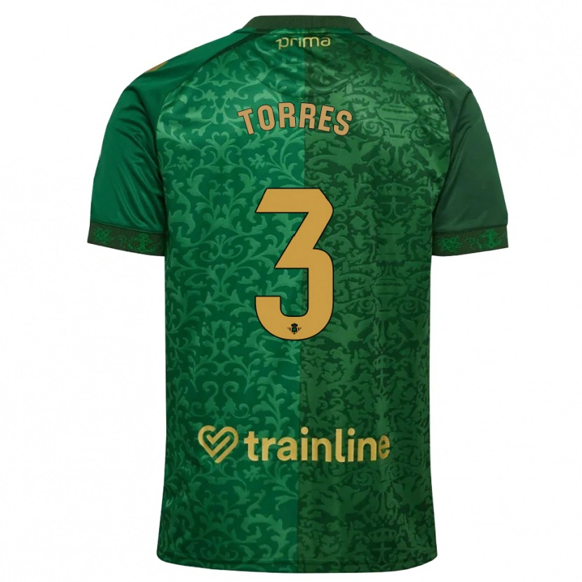 Danxen Mænd Álex Torres #3 Skovgrøn Mørk Gyldenrod Udebane Spillertrøjer 2026/27 Trøje T-Shirt