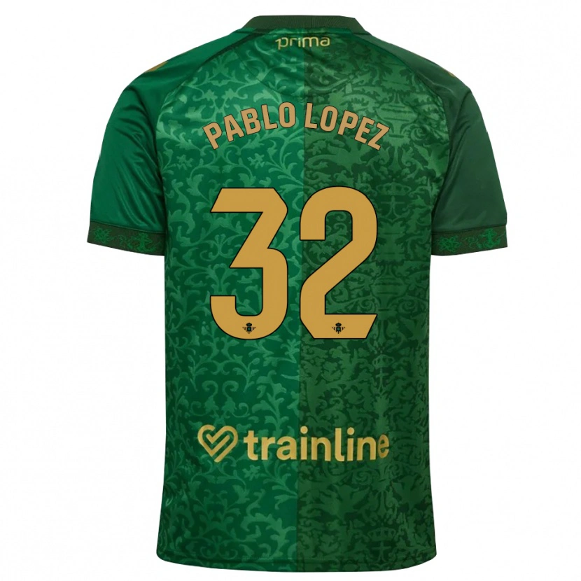 Danxen Mænd Pablo López #32 Skovgrøn Mørk Gyldenrod Udebane Spillertrøjer 2026/27 Trøje T-Shirt