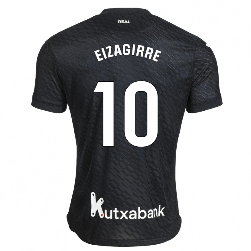 Danxen Mænd Nerea Eizagirre Lasa #10 Sort Hvid Udebane Spillertrøjer 2026/27 Trøje T-Shirt