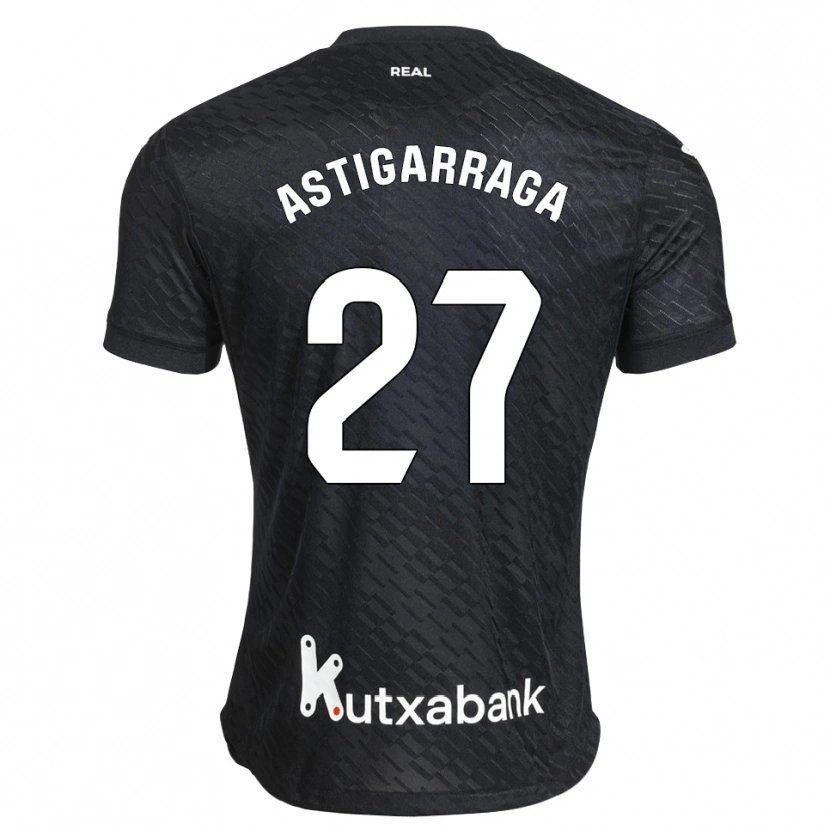 Danxen Mænd Eneko Astigarraga #27 Sort Hvid Udebane Spillertrøjer 2026/27 Trøje T-Shirt