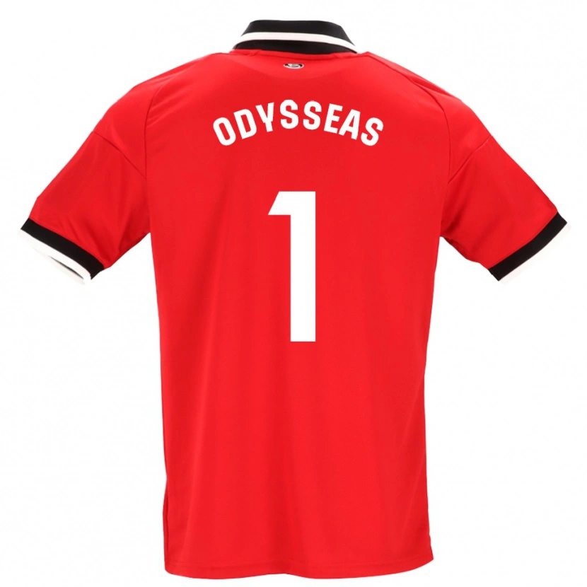 Danxen Mænd Odysseas Vlachodimos #1 Sort Hvid Rød Udebane Spillertrøjer 2026/27 Trøje T-Shirt