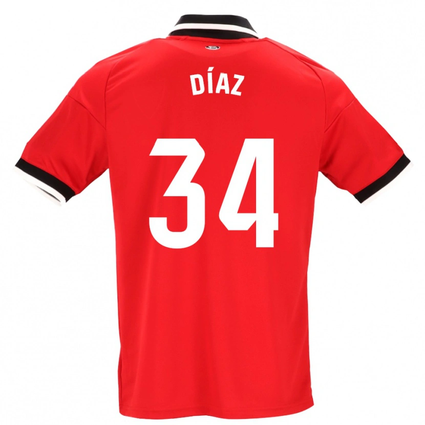 Danxen Mænd Mario Díaz #34 Sort Hvid Rød Udebane Spillertrøjer 2026/27 Trøje T-Shirt