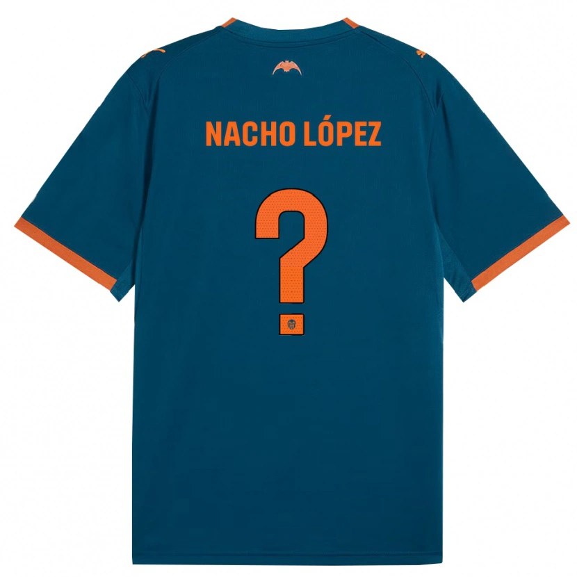 Danxen Mænd Nacho López #0 Stålblå Orange Udebane Spillertrøjer 2026/27 Trøje T-Shirt