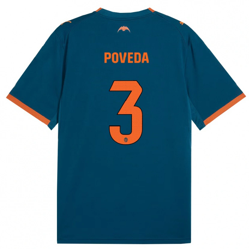 Danxen Mænd Hugo Poveda #3 Stålblå Orange Udebane Spillertrøjer 2026/27 Trøje T-Shirt