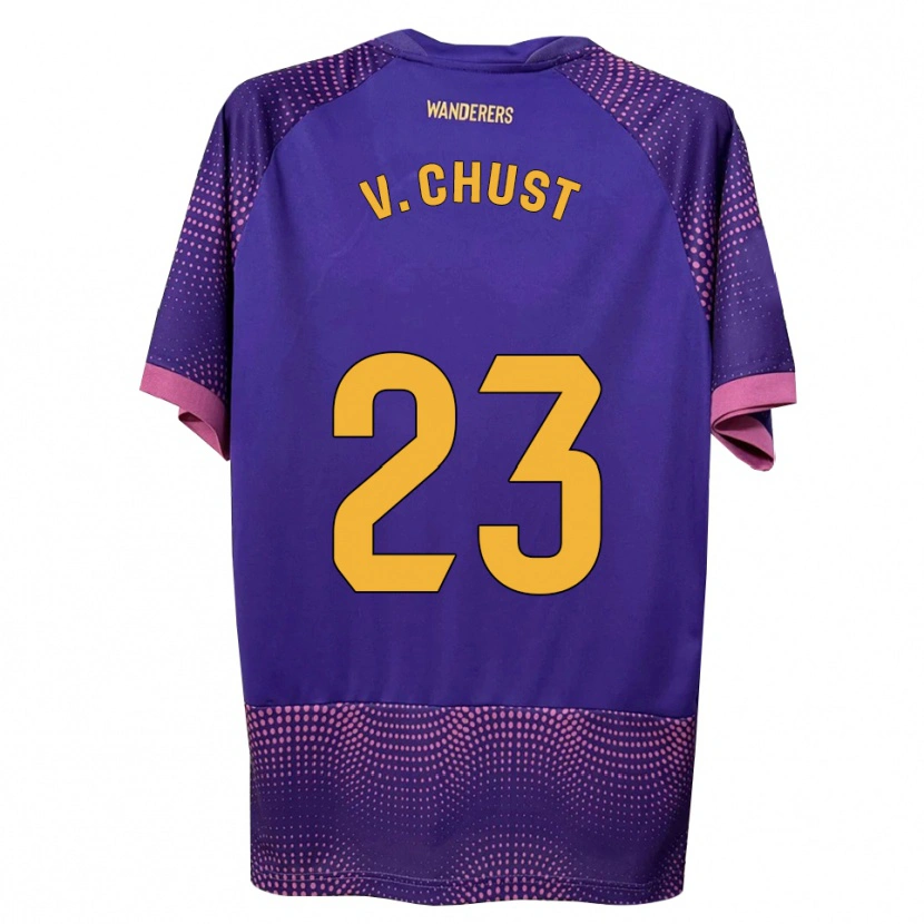 Danxen Mænd Víctor Chust #23 Lilla Hvid Pink Udebane Spillertrøjer 2026/27 Trøje T-Shirt