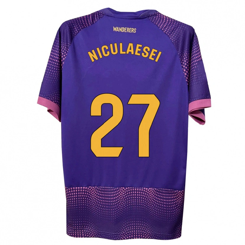 Danxen Mænd Albert Niculăesei #27 Lilla Hvid Pink Udebane Spillertrøjer 2026/27 Trøje T-Shirt