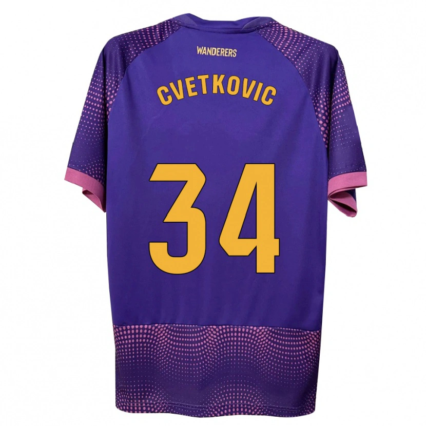 Danxen Mænd Novak Cvetkovic #34 Lilla Hvid Pink Udebane Spillertrøjer 2026/27 Trøje T-Shirt