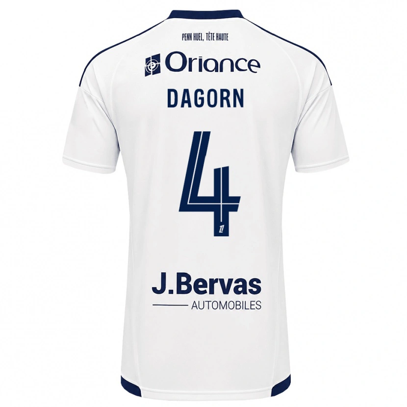 Danxen Mænd Maxime Dagorn #4 Marinehvid Udebane Spillertrøjer 2026/27 Trøje T-Shirt