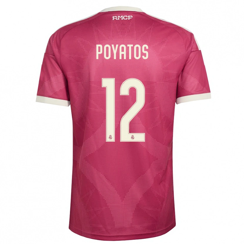 Danxen Mænd Marco Poyatos #12 Bleg Violet Rød Hvid Tredje Sæt Spillertrøjer 2026/27 Trøje T-Shirt