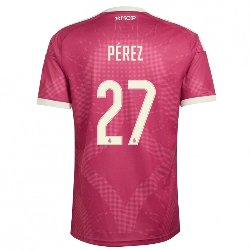 Danxen Mænd Adrián Pérez #27 Bleg Violet Rød Hvid Tredje Sæt Spillertrøjer 2026/27 Trøje T-Shirt