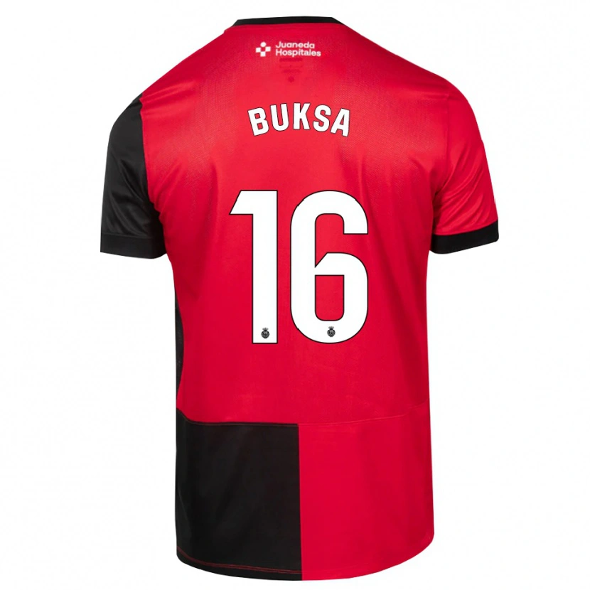 Danxen Mænd Adam Buksa #16 Sort Rød Hvid Hjemmebane Spillertrøjer 2026/27 Trøje T-Shirt