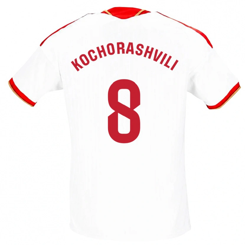 Danxen Kvinder Giorgi Kochorashvili #8 Hvid Rød Hjemmebane Spillertrøjer 2026/27 Trøje T-Shirt