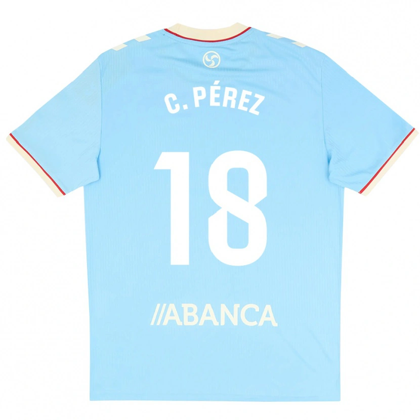 Danxen Kvinder Carles Pérez #18 Himmelblå Hvid Rød Hjemmebane Spillertrøjer 2026/27 Trøje T-Shirt