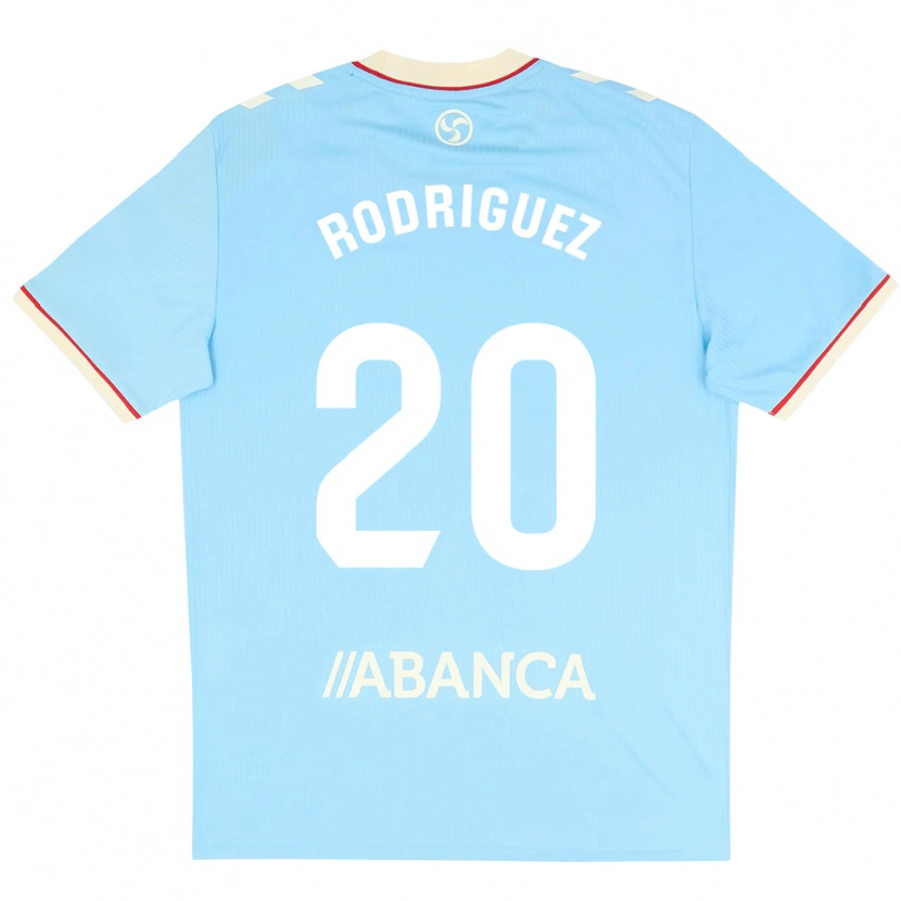 Danxen Kvinder Javi Rodríguez #20 Himmelblå Hvid Rød Hjemmebane Spillertrøjer 2026/27 Trøje T-Shirt