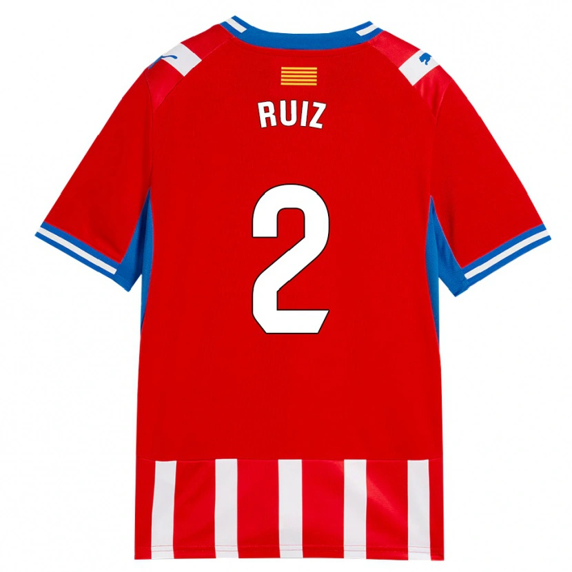 Danxen Kvinder Ferran Ruiz #2 Rød Hvid Himmelblå Hjemmebane Spillertrøjer 2026/27 Trøje T-Shirt