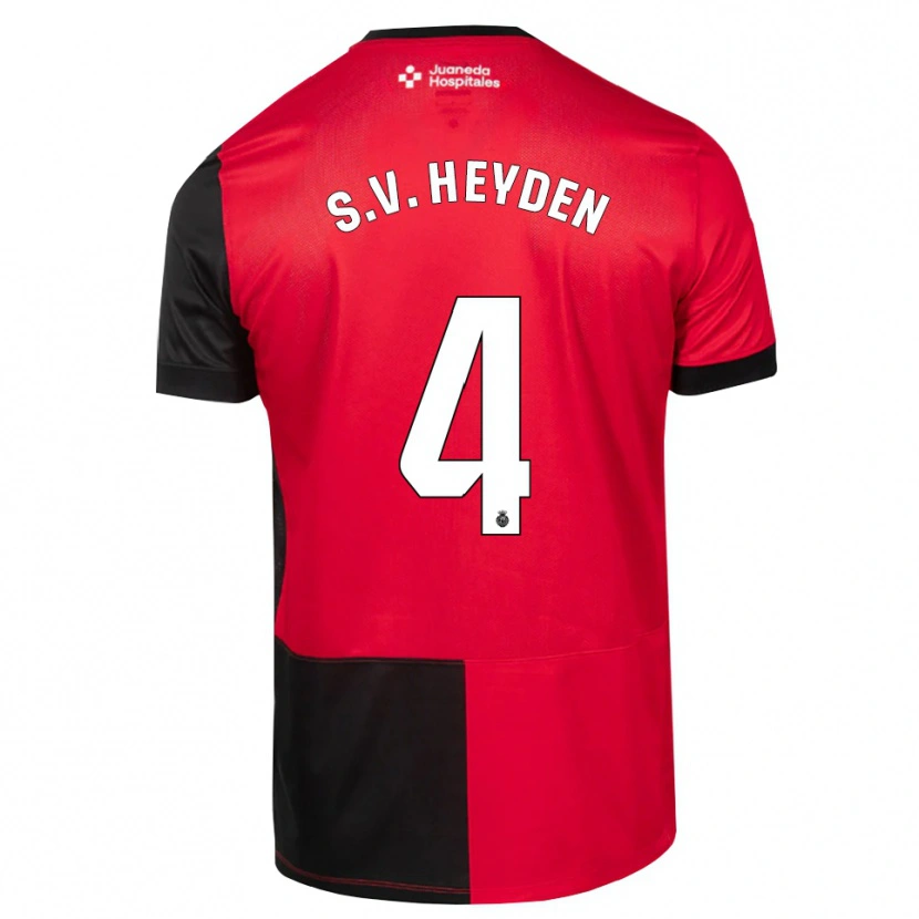 Danxen Kvinder Siebe Van Der Heyden #4 Sort Rød Hvid Hjemmebane Spillertrøjer 2026/27 Trøje T-Shirt