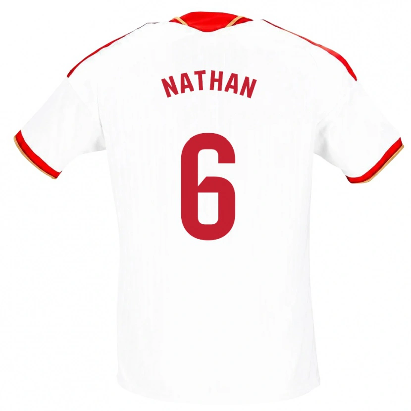 Danxen Kvinder Nathan Sánchez #6 Hvid Rød Hjemmebane Spillertrøjer 2026/27 Trøje T-Shirt