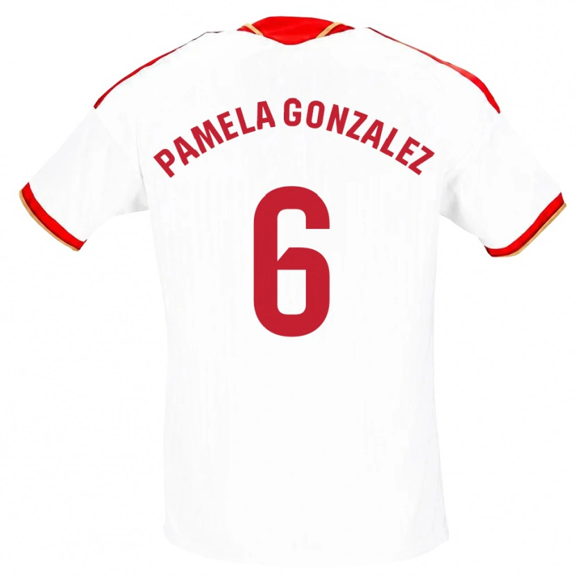Danxen Kvinder Cinthia Pamela González Medina #6 Hvid Rød Hjemmebane Spillertrøjer 2026/27 Trøje T-Shirt