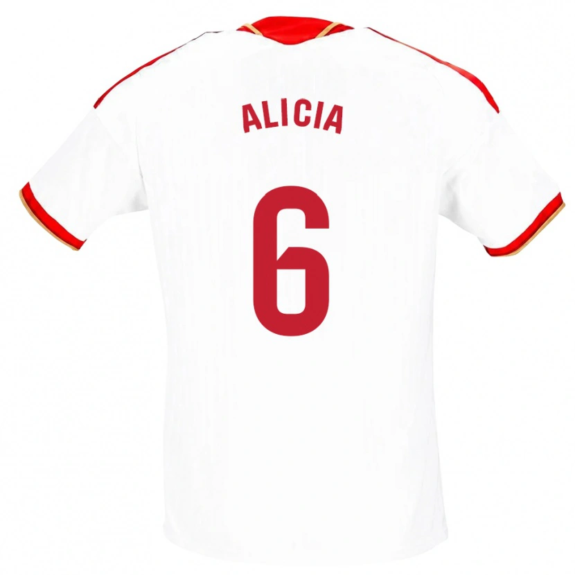 Danxen Kvinder Alicia Redondo #6 Hvid Rød Hjemmebane Spillertrøjer 2026/27 Trøje T-Shirt