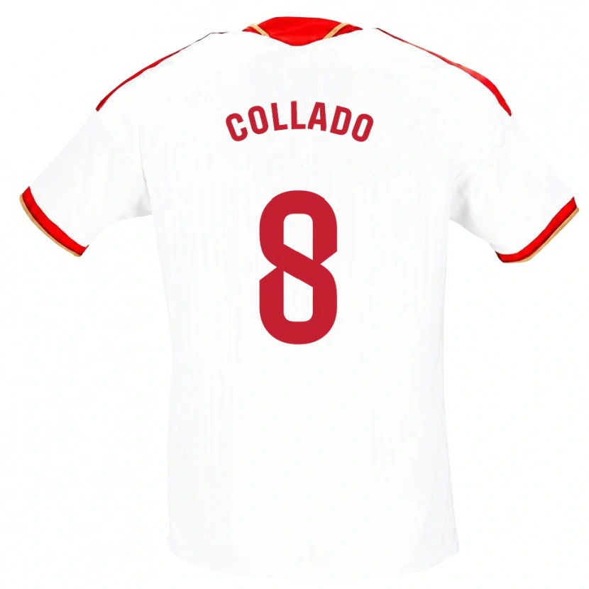 Danxen Kvinder Alberto Collado #8 Hvid Rød Hjemmebane Spillertrøjer 2026/27 Trøje T-Shirt