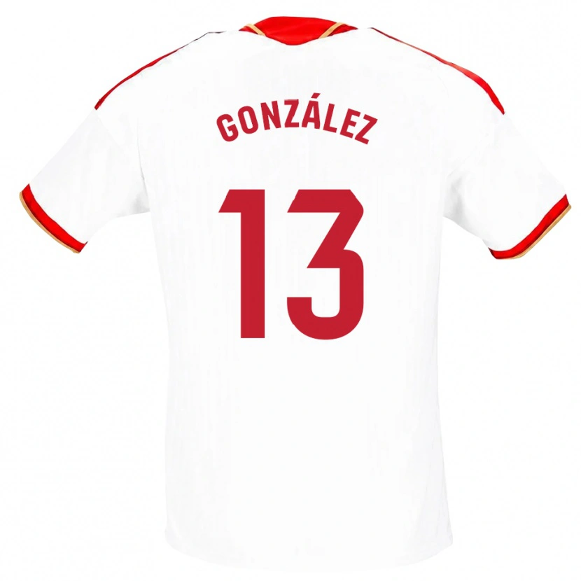 Danxen Kvinder Fran González #13 Hvid Rød Hjemmebane Spillertrøjer 2026/27 Trøje T-Shirt