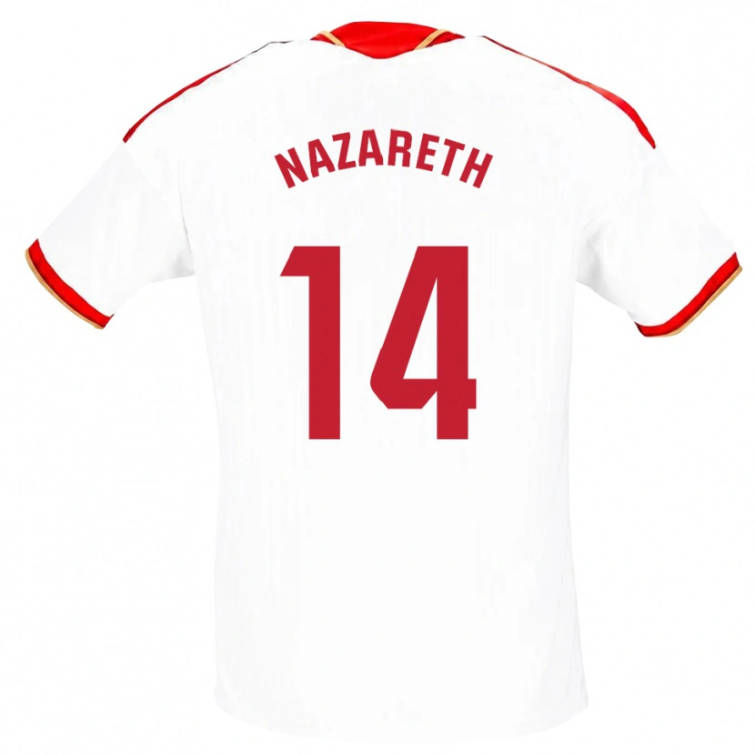Danxen Kvinder Nazareth Martín #14 Hvid Rød Hjemmebane Spillertrøjer 2026/27 Trøje T-Shirt