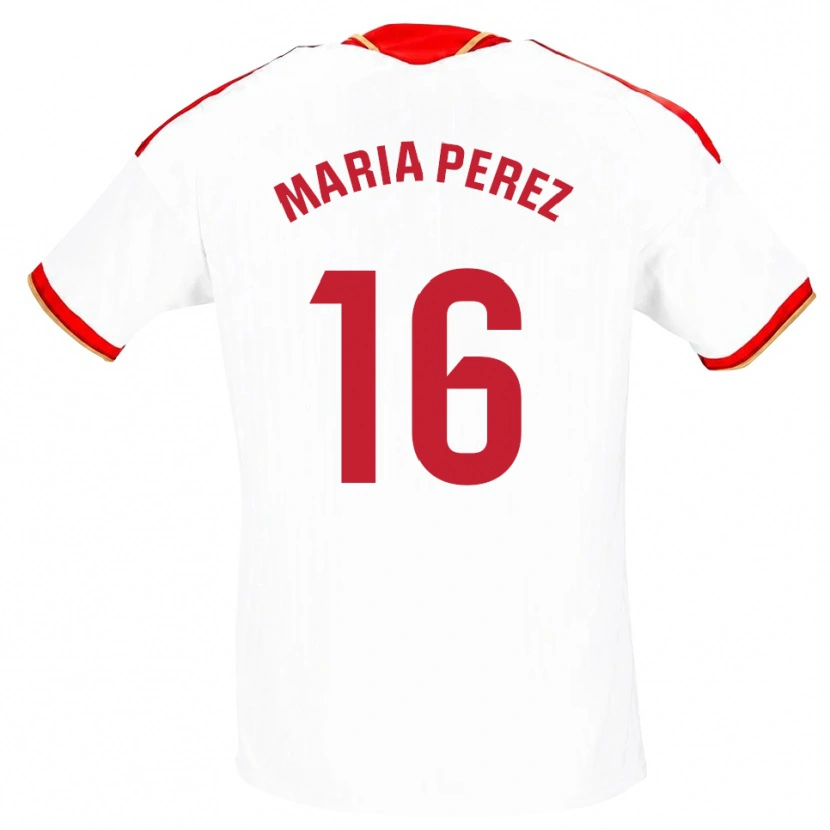 Danxen Kvinder María Pérez Rabaza #16 Hvid Rød Hjemmebane Spillertrøjer 2026/27 Trøje T-Shirt