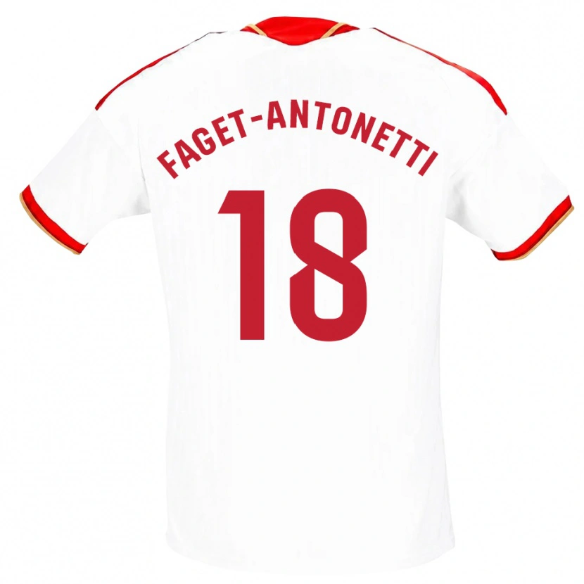 Danxen Kvinder Roméo Faget-Antonetti #18 Hvid Rød Hjemmebane Spillertrøjer 2026/27 Trøje T-Shirt