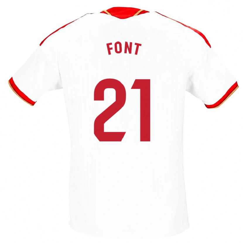 Danxen Kvinder Jan Font #21 Hvid Rød Hjemmebane Spillertrøjer 2026/27 Trøje T-Shirt