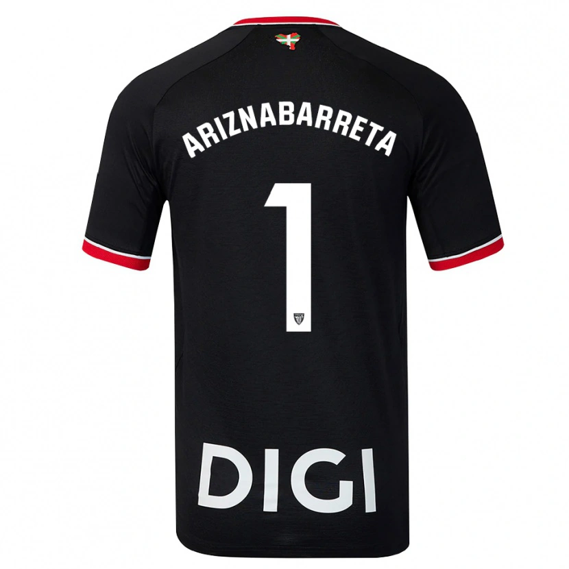 Danxen Kvinder Oier Ariznabarreta #1 Sort Hvid Rød Udebane Spillertrøjer 2026/27 Trøje T-Shirt
