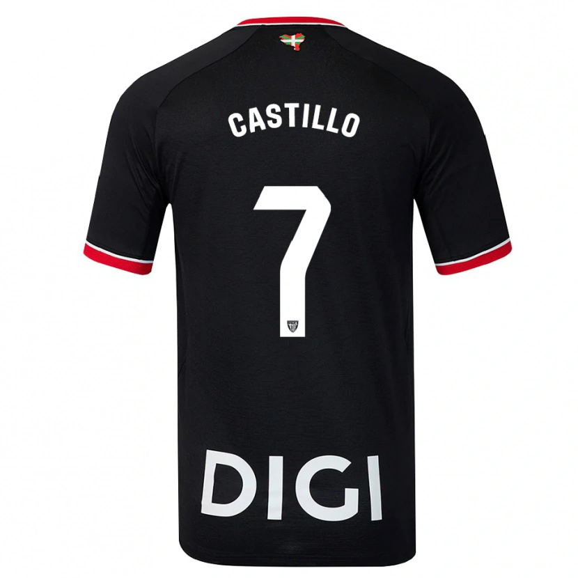 Danxen Kvinder Unai Castillo #7 Sort Hvid Rød Udebane Spillertrøjer 2026/27 Trøje T-Shirt