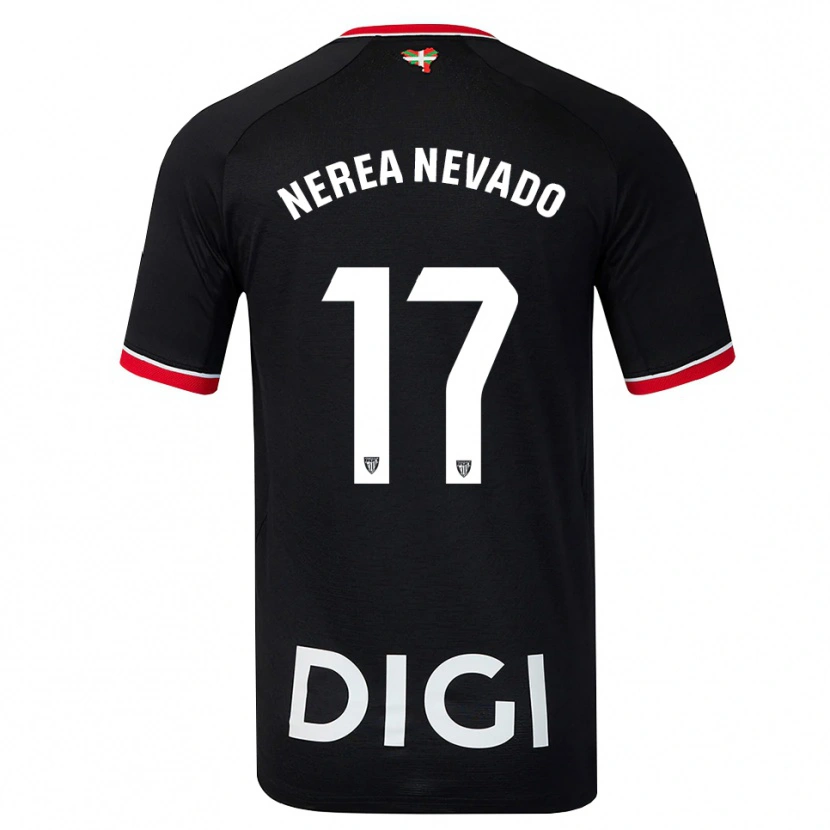 Danxen Kvinder Nerea Nevado Gómez #17 Sort Hvid Rød Udebane Spillertrøjer 2026/27 Trøje T-Shirt