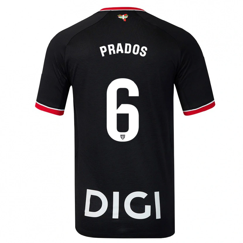 Danxen Kvinder Beñat Prados #6 Sort Hvid Rød Udebane Spillertrøjer 2026/27 Trøje T-Shirt