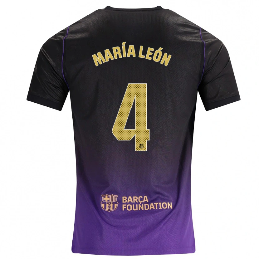 Danxen Kvinder María Pilar León #4 Lilla Gul Sort Udebane Spillertrøjer 2026/27 Trøje T-Shirt