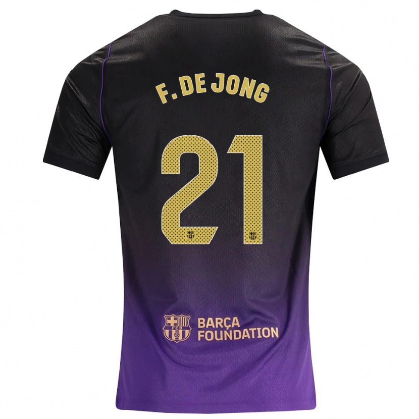 Danxen Kvinder Frenkie De Jong #21 Lilla Gul Sort Udebane Spillertrøjer 2026/27 Trøje T-Shirt