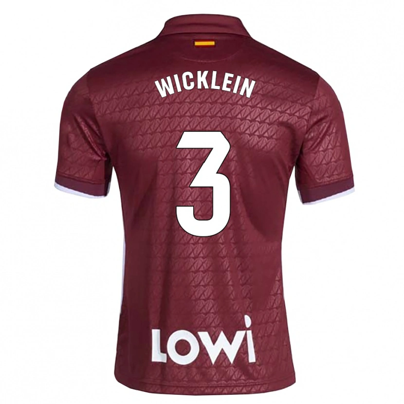 Danxen Kvinder Johann Wicklein #3 Mørkerød Hvid Udebane Spillertrøjer 2026/27 Trøje T-Shirt