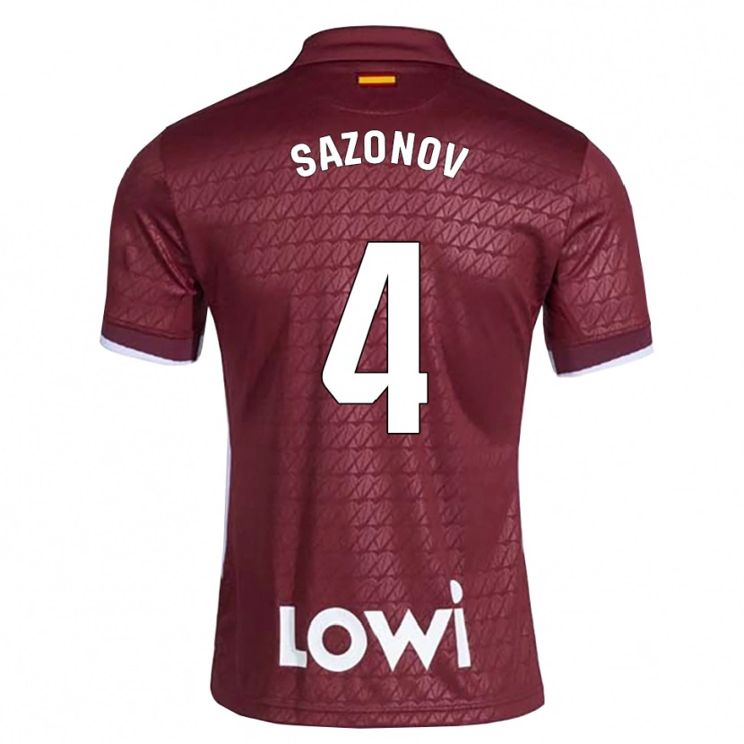 Danxen Kvinder Saba Sazonov #4 Mørkerød Hvid Udebane Spillertrøjer 2026/27 Trøje T-Shirt