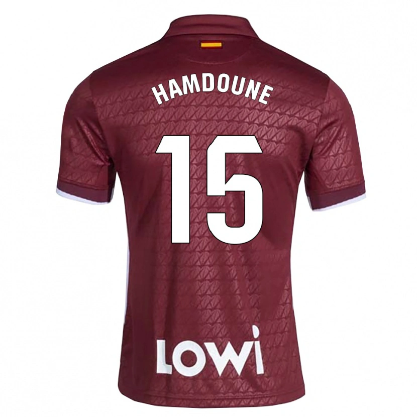 Danxen Kvinder Mohamed Hamdoune #15 Mørkerød Hvid Udebane Spillertrøjer 2026/27 Trøje T-Shirt