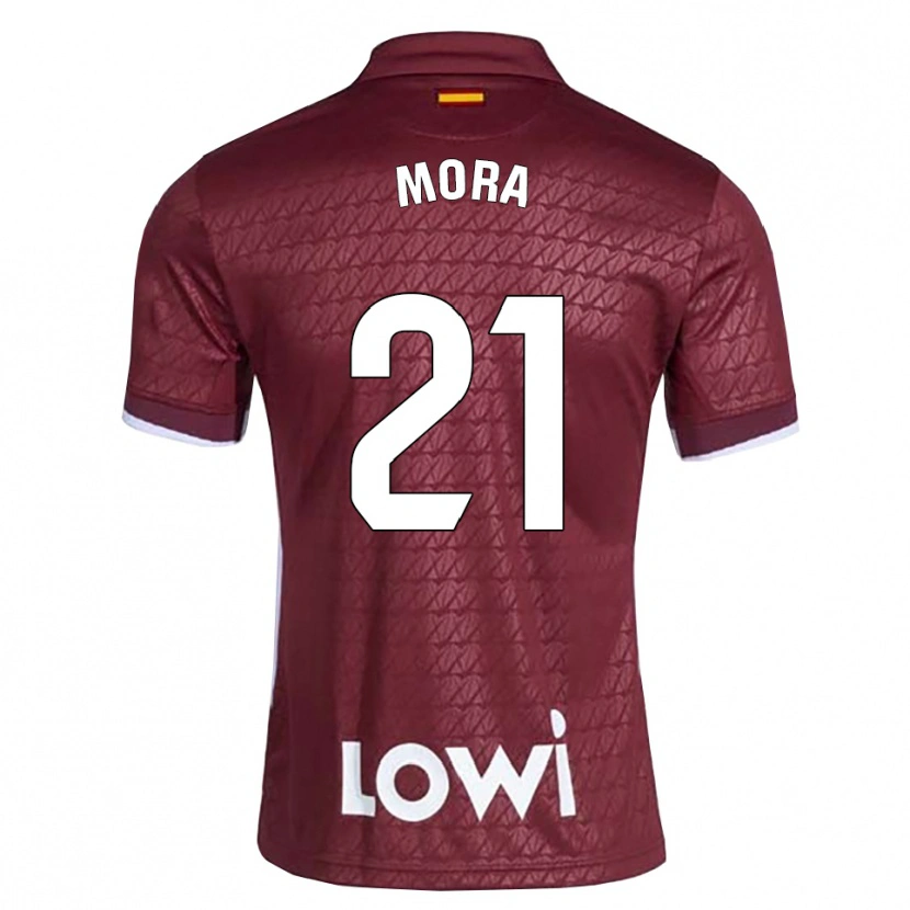 Danxen Kvinder Adrià Mora #21 Mørkerød Hvid Udebane Spillertrøjer 2026/27 Trøje T-Shirt