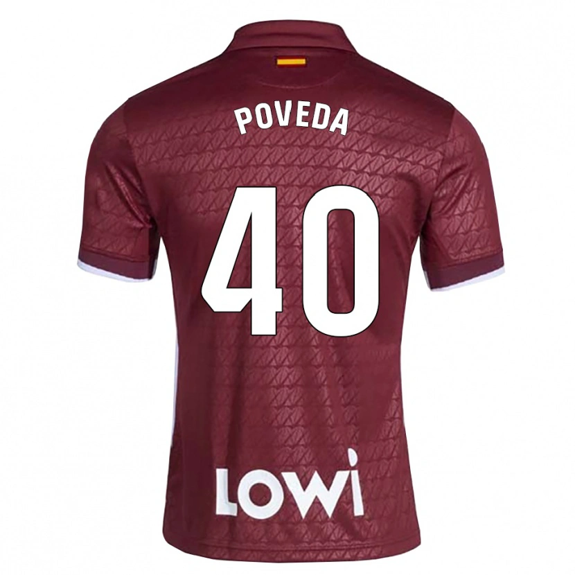 Danxen Kvinder Pedro Poveda #40 Mørkerød Hvid Udebane Spillertrøjer 2026/27 Trøje T-Shirt