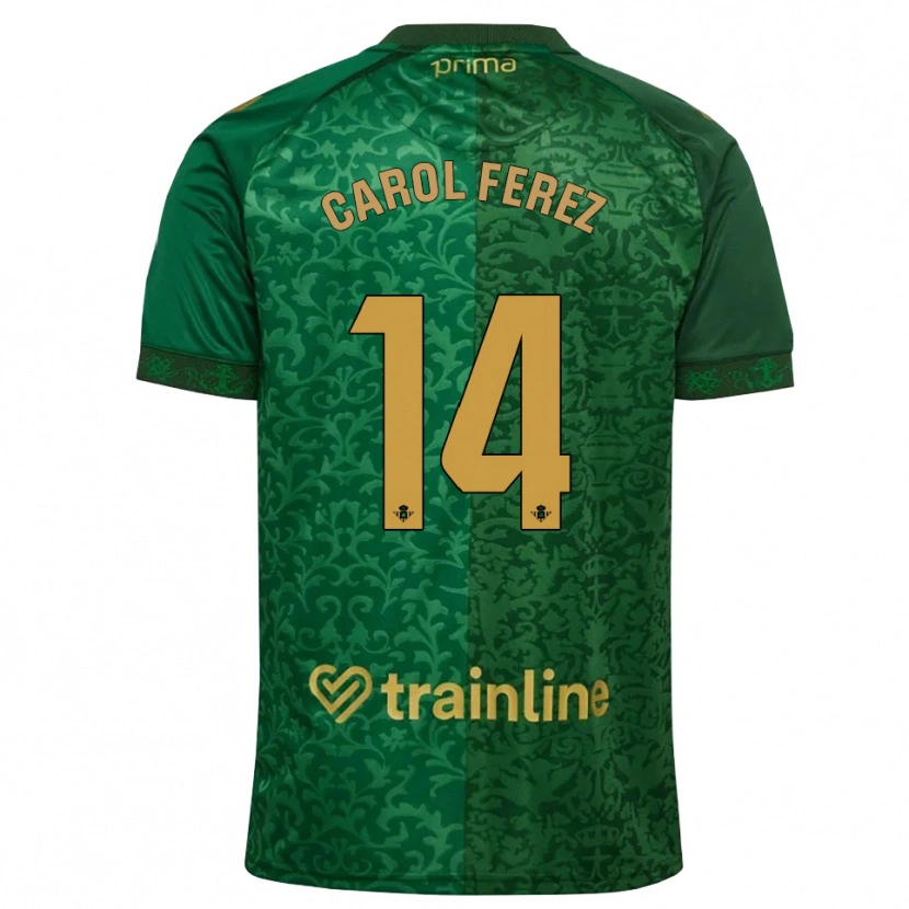 Danxen Kvinder Carolina Férez Méndez #14 Skovgrøn Mørk Gyldenrod Udebane Spillertrøjer 2026/27 Trøje T-Shirt