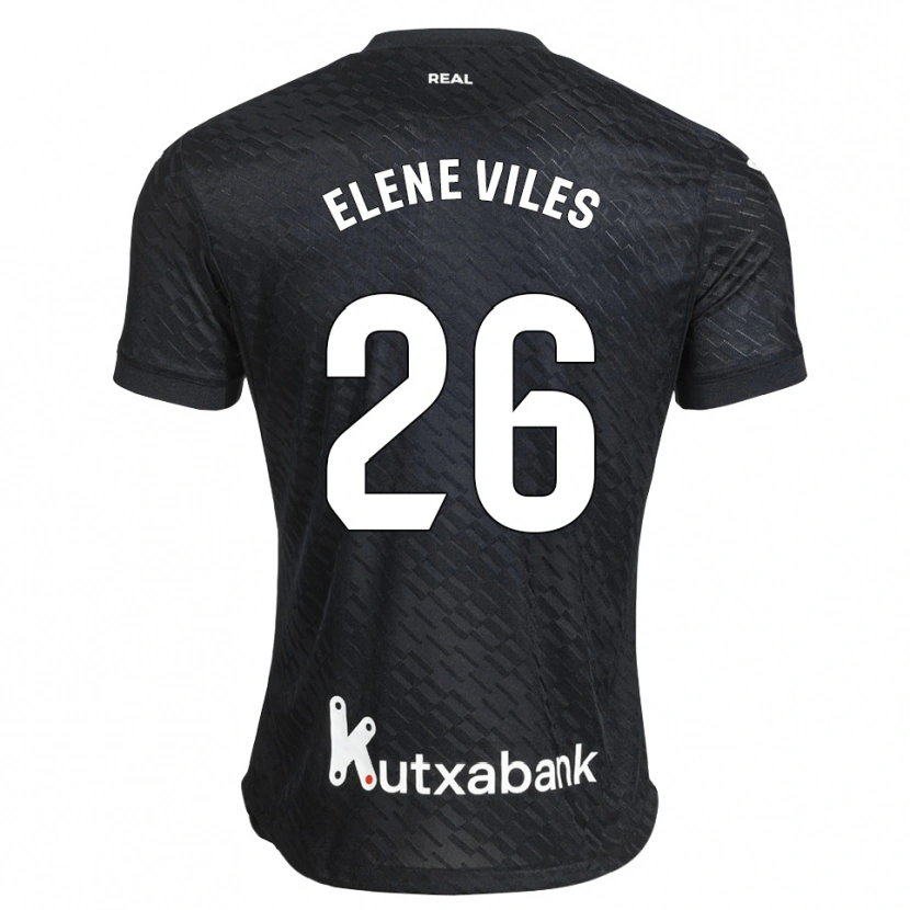 Danxen Kvinder Elene Viles Odriozola #26 Sort Hvid Udebane Spillertrøjer 2026/27 Trøje T-Shirt