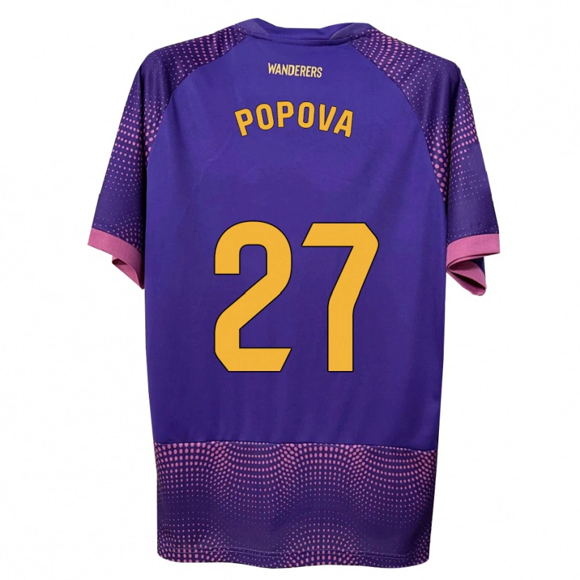 Danxen Kvinder Ángela Popova Fedorova #27 Lilla Hvid Pink Udebane Spillertrøjer 2026/27 Trøje T-Shirt