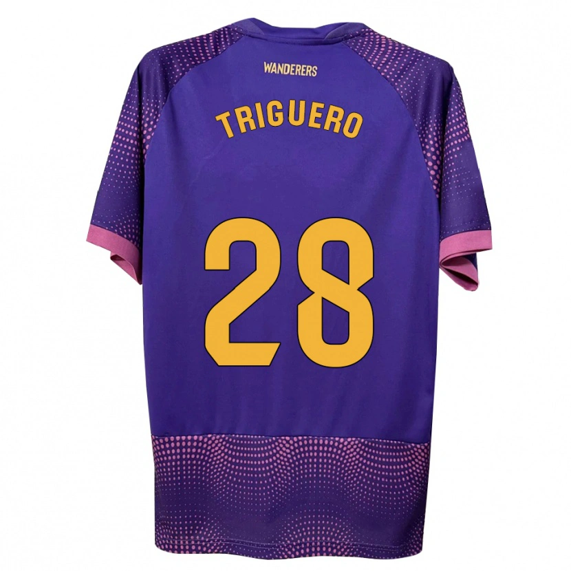 Danxen Kvinder Dani Triguero #28 Lilla Hvid Pink Udebane Spillertrøjer 2026/27 Trøje T-Shirt