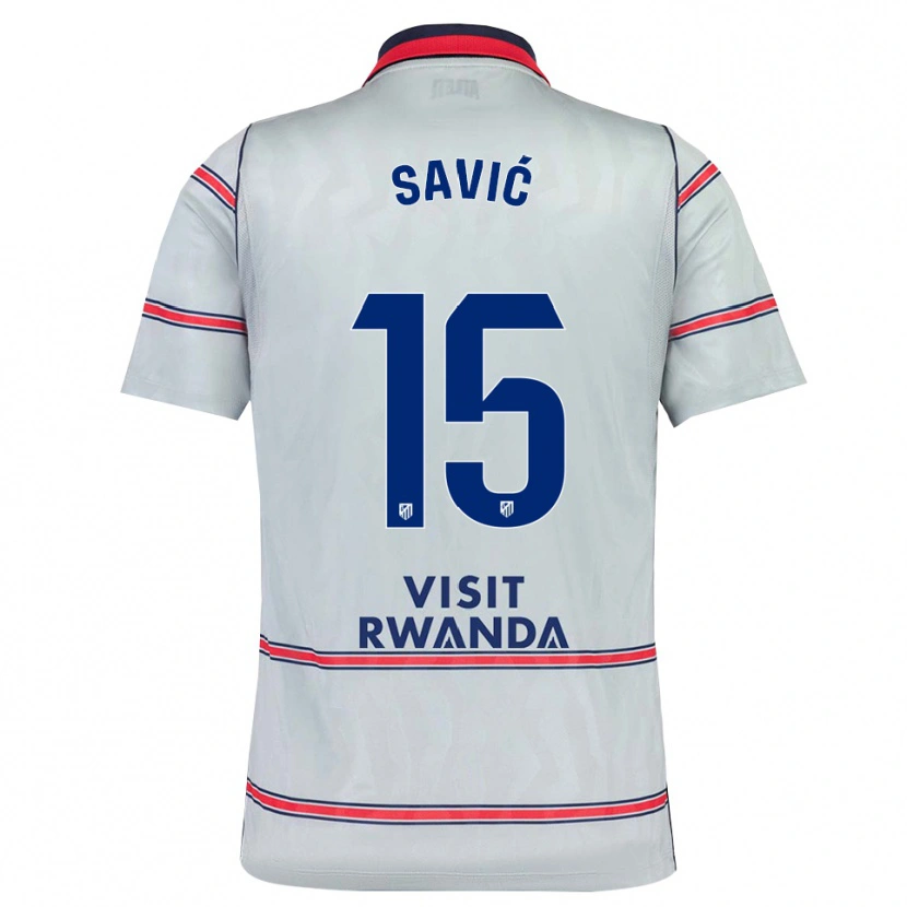 Danxen Kvinder Stefan Savic #15 Grå Rød Marineblå Tredje Sæt Spillertrøjer 2026/27 Trøje T-Shirt