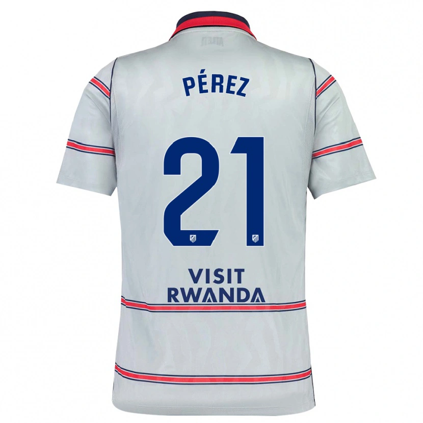Danxen Kvinder Diego Pérez #21 Grå Rød Marineblå Tredje Sæt Spillertrøjer 2026/27 Trøje T-Shirt