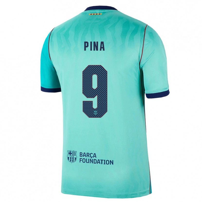 Danxen Kvinder Claudia Pina #9 Aqua Mørk Turkis Kongeblå Tredje Sæt Spillertrøjer 2026/27 Trøje T-Shirt