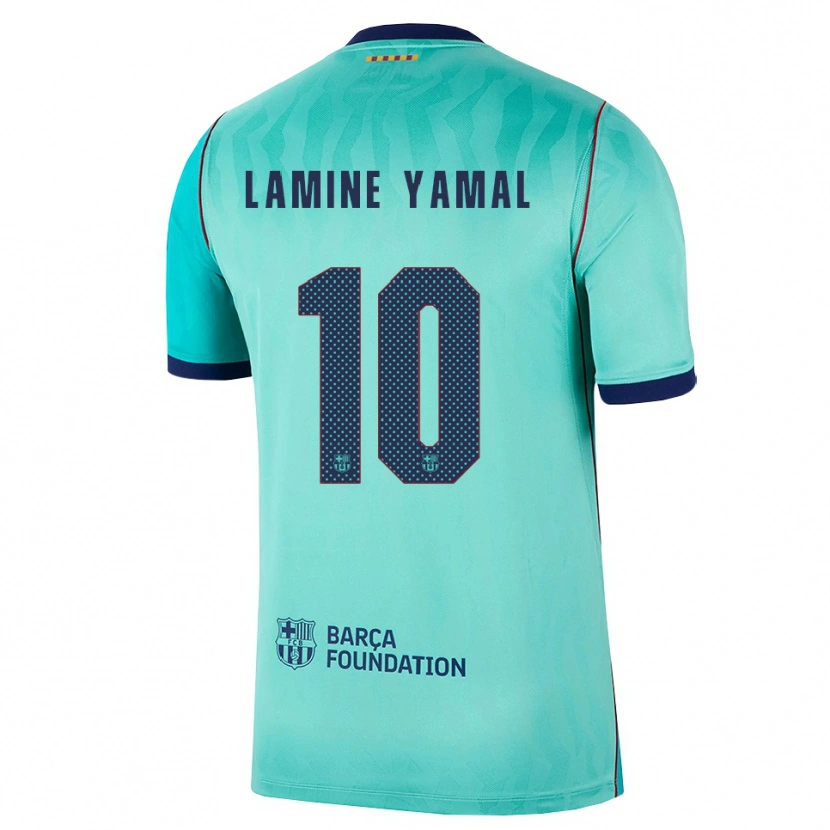 Danxen Kvinder Lamine Yamal #10 Aqua Mørk Turkis Kongeblå Tredje Sæt Spillertrøjer 2026/27 Trøje T-Shirt