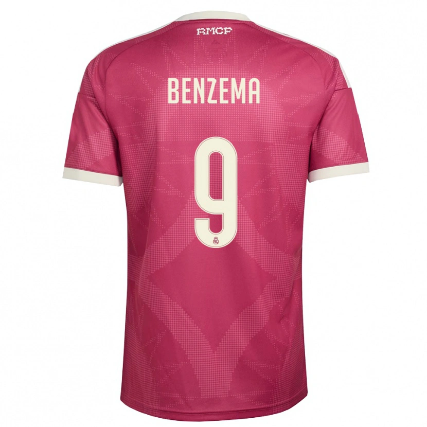 Danxen Kvinder Karim Benzema #9 Bleg Violet Rød Hvid Tredje Sæt Spillertrøjer 2026/27 Trøje T-Shirt